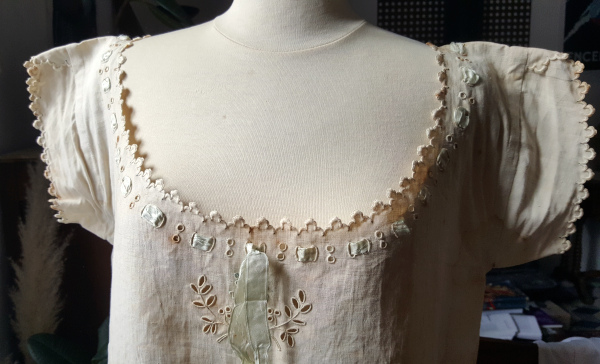chemise ancienne 1880 festonnée