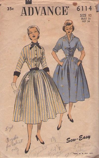 patron de couture robe années 1950