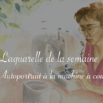 Aquarelle de la semaine : autoportrait à la machine à coudre - anar(t)chie