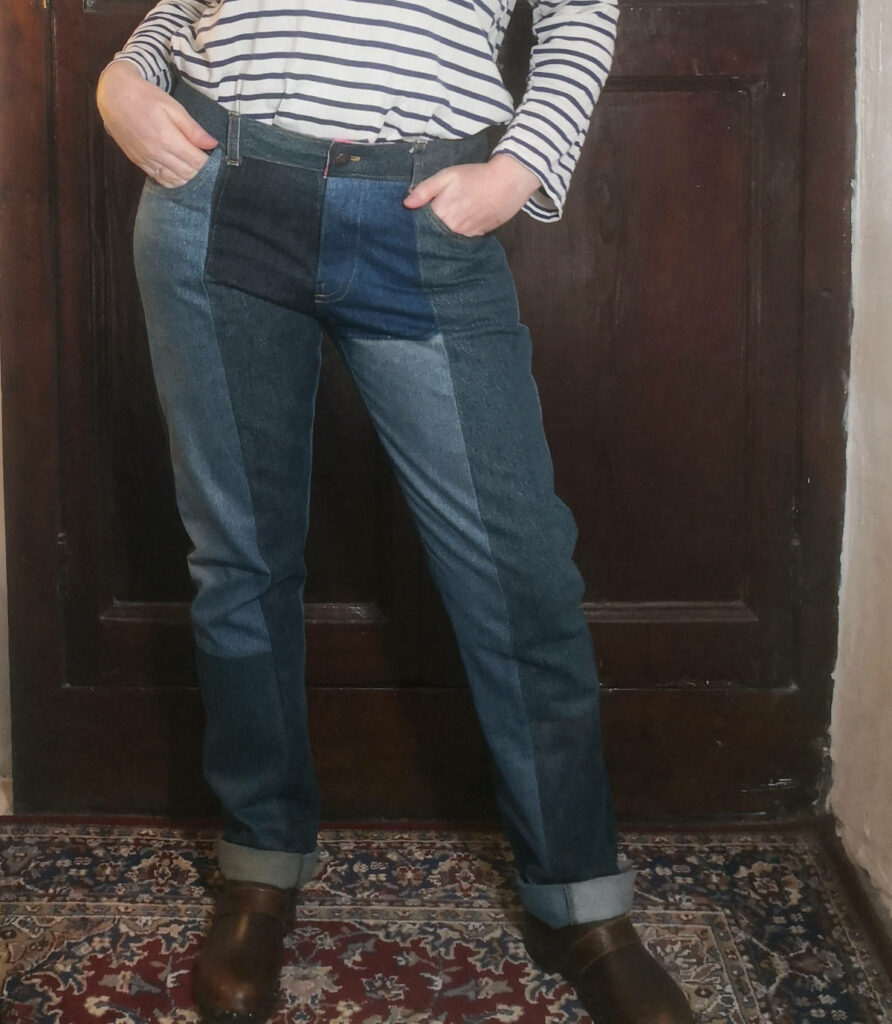 photo vue de devant du morgan jeans en patchwork