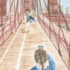 détail de l'illustration "Touriste sur le Brooklyn Bridge"