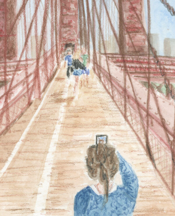 détail de l'illustration "Touriste sur le Brooklyn Bridge"