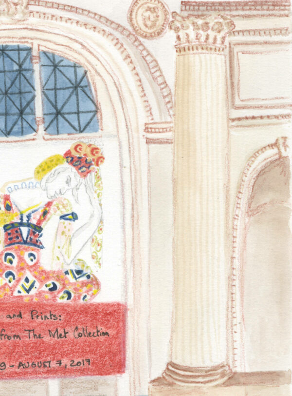 Détail de l'illustration "Visite au Met" de Lucie Choupaut