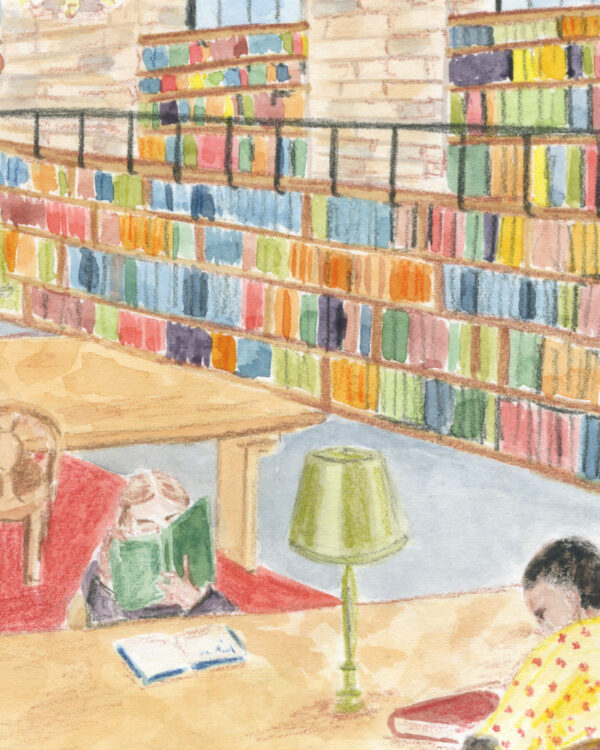 Détail de l'illustration "Au travail à la New York Public Library"