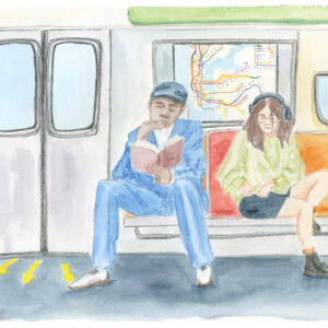Illustration originale "Dans le métro" par Lucie Choupaut