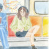 détail de l'illustration "Dans le métro" jeune fille aux écouteurs