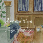 Illustration en couleurs intérieur cosy : Journal tricot