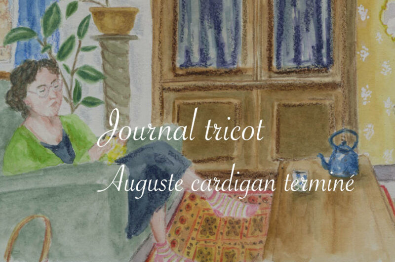 Illustration en couleurs intérieur cosy : Journal tricot