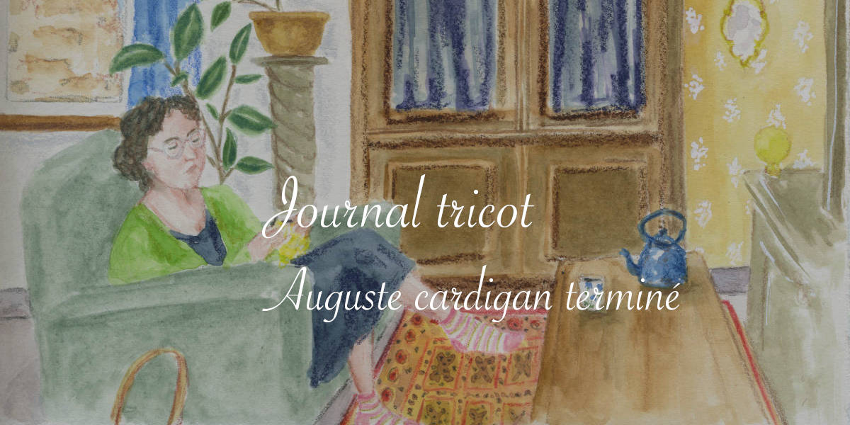 Illustration en couleurs intérieur cosy : Journal tricot