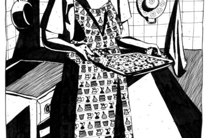 Portfolio - illustration noir et blanc Sortie du four Lucie Choupaut