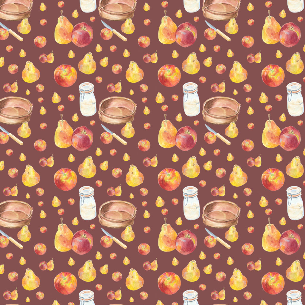 travail en cours test de motif pommes et poires