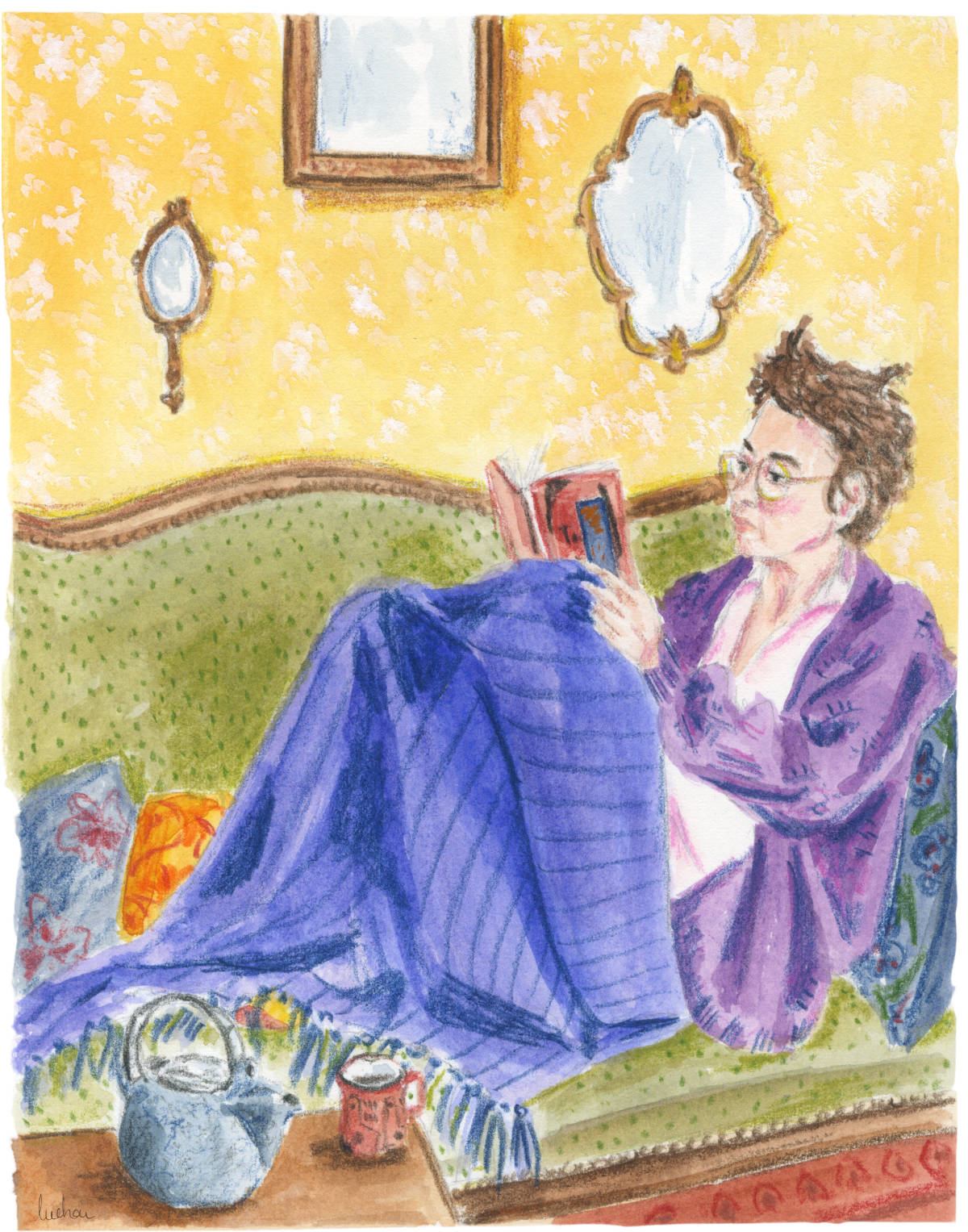 Portfolio - illustration d'une femme qui lit Lucie Choupaut
