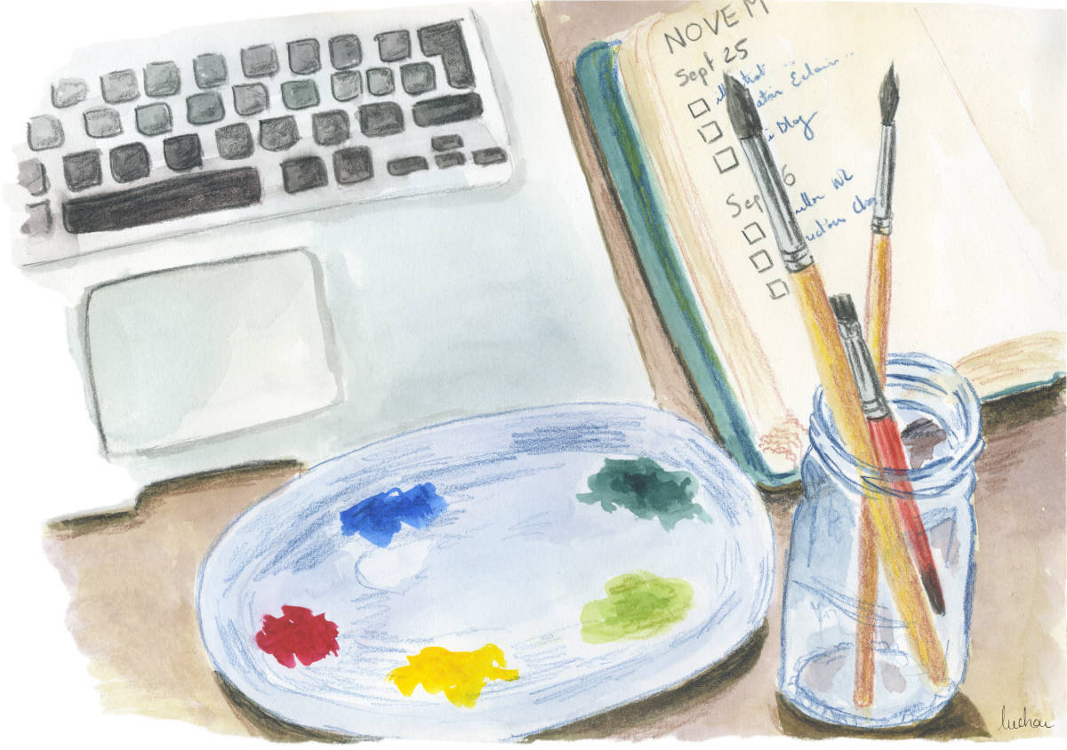 Portfolio - nature morte à la palette de peinture Lucie Choupaut