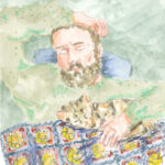 Portfolio - illustration un gars qui dort avec son chat Lucie Choupaut