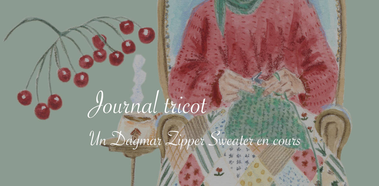 Journal tricot : Dagmar Zipper Sweater en cours - Lucie Choupaut
