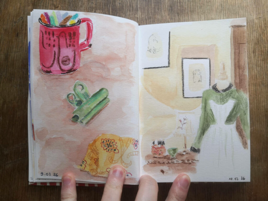 carnet de croquis d'observation en couleurs