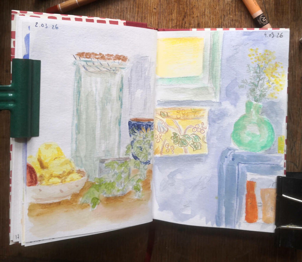carnet de croquis d'observation en couleurs