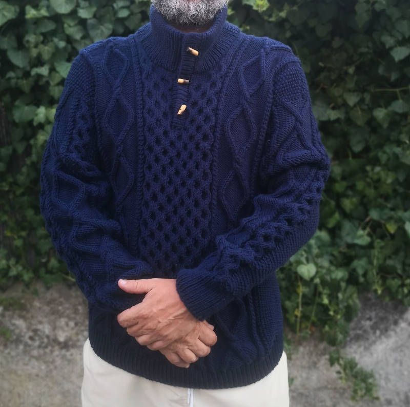 Dagmar zipper sweater man tricoté en mérinos bleu marine
