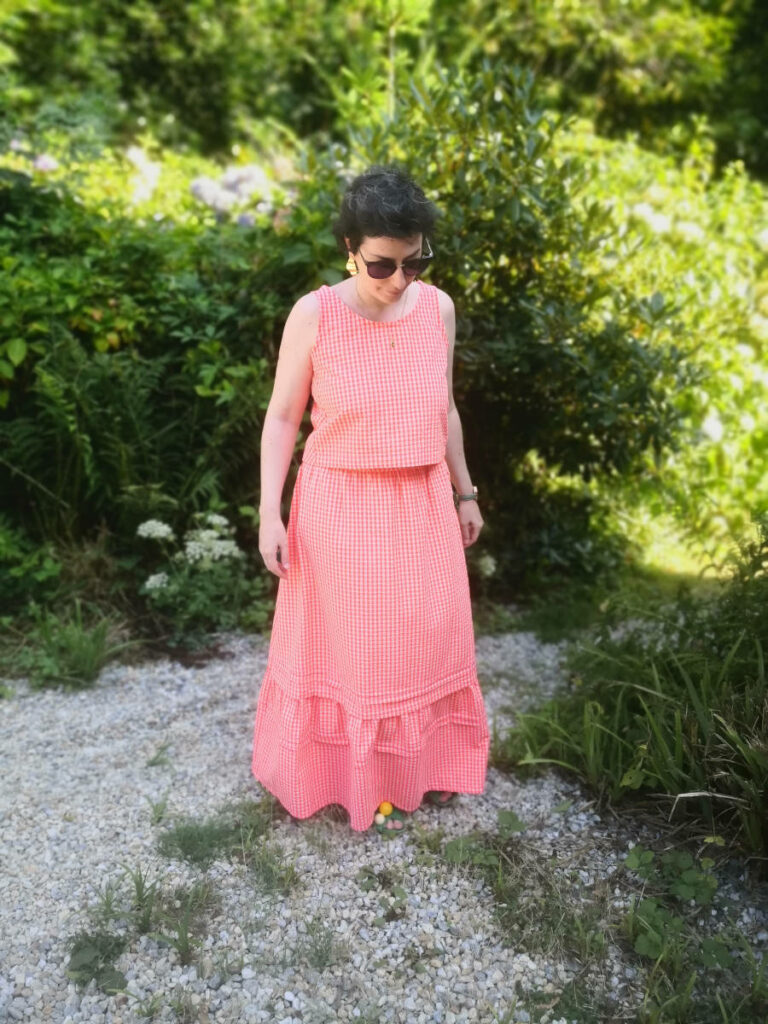ensemble en seersucker vichy avec la jupe Rose Mary de Lise Tailor
