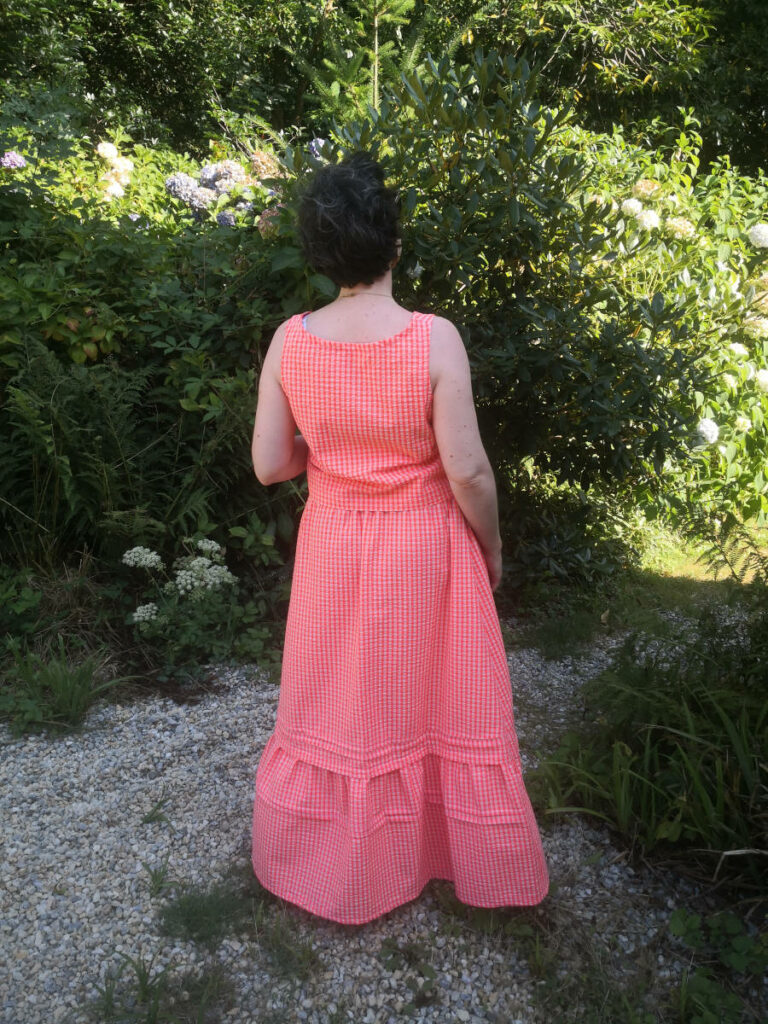 dos de la jupe Rose Mary de Lise Tailor en seersucker vichy