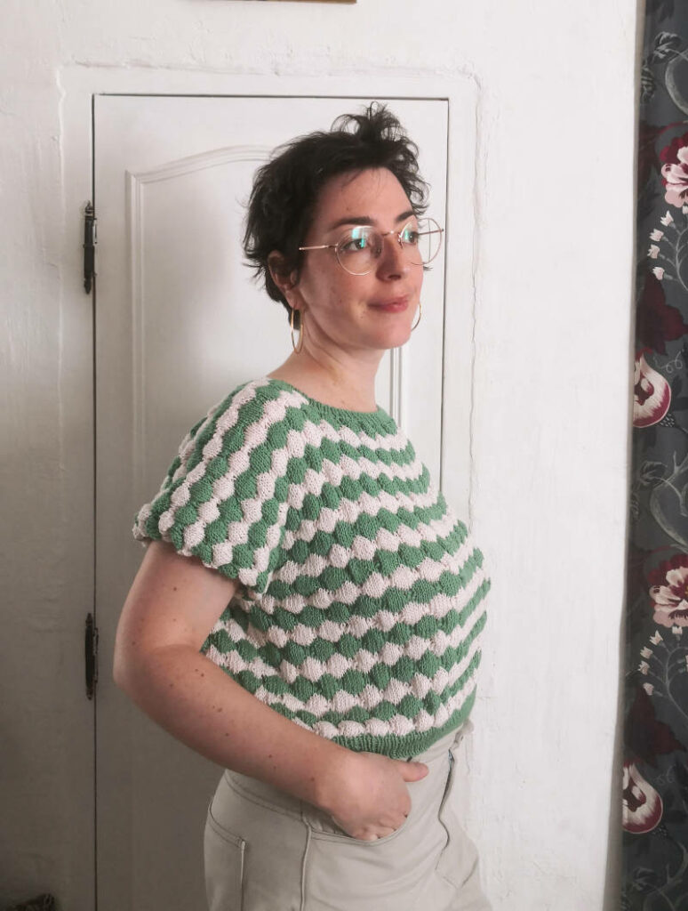 côté du top Mona de Lise Tailor tricoté en coton